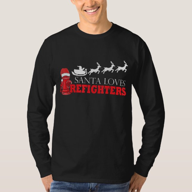 Firefighter Christmas Gifts Santa Claus Fireman T-Shirt (Front)
