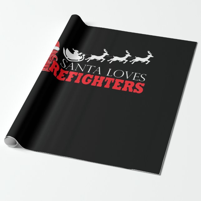 Firefighter Christmas Gifts Santa Claus Fireman Wrapping Paper (Unrolled)