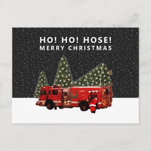 Firefighter Christmas Holiday Postcard
