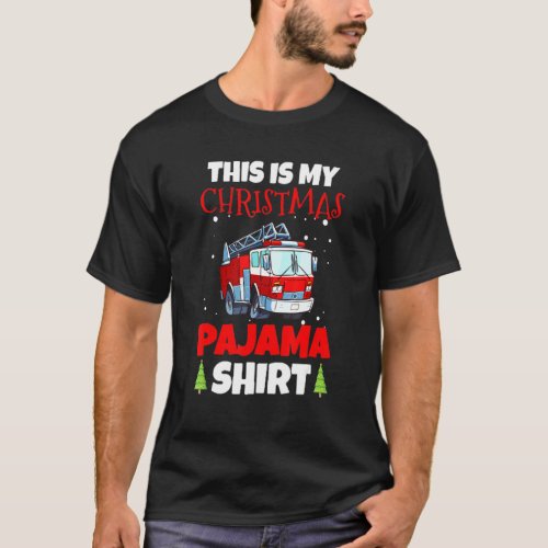 Firefighter Christmas Pajama Fire Truck Fireman T_Shirt