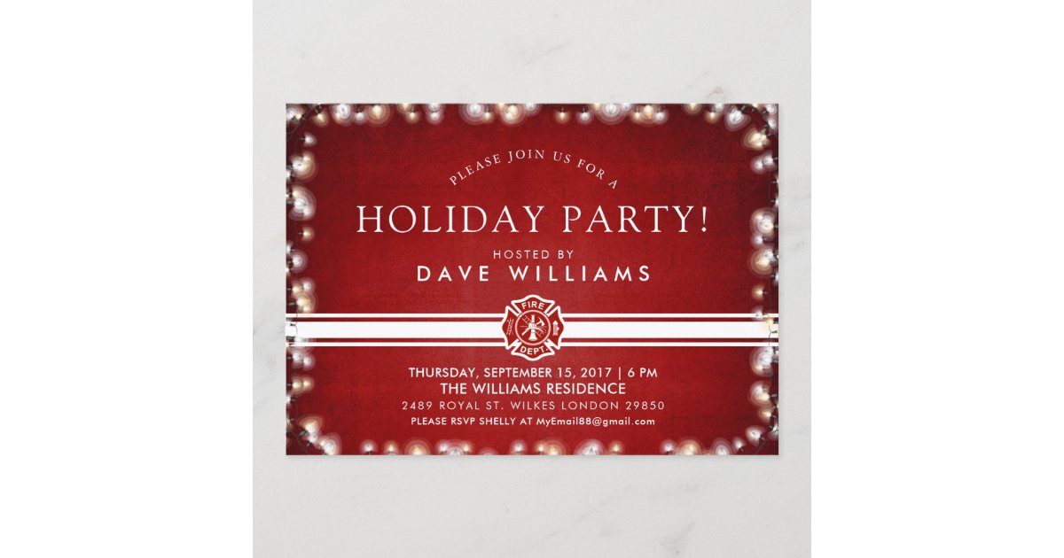 Firefighter Christmas Party Invitation | Zazzle.com