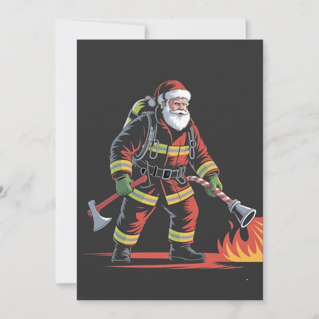 Firefighter Christmas Shirt XMas Funny Santa  Holiday Card (Front)