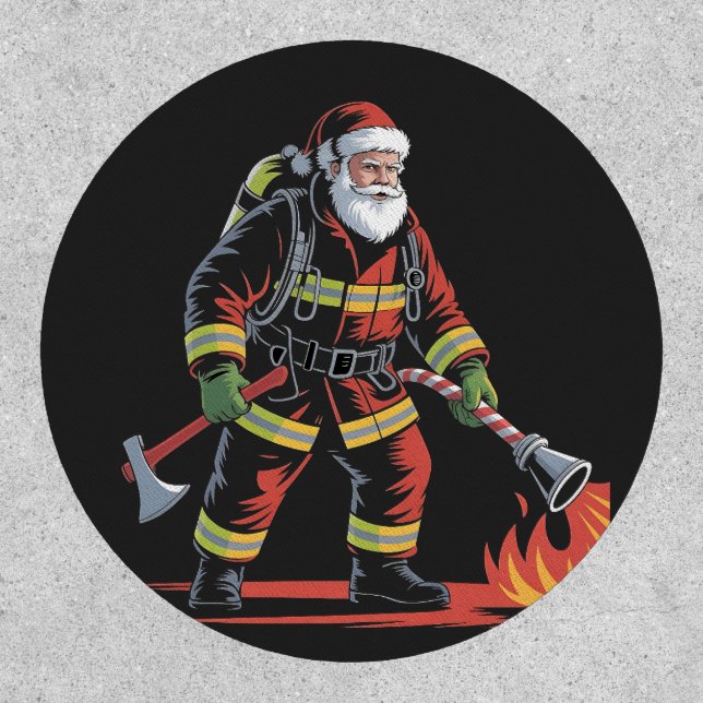 Firefighter Christmas Shirt XMas Funny Santa  Patch (Front)