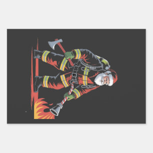 Firefighter Christmas Shirt XMas Funny Santa Wrapping Paper Sheets
