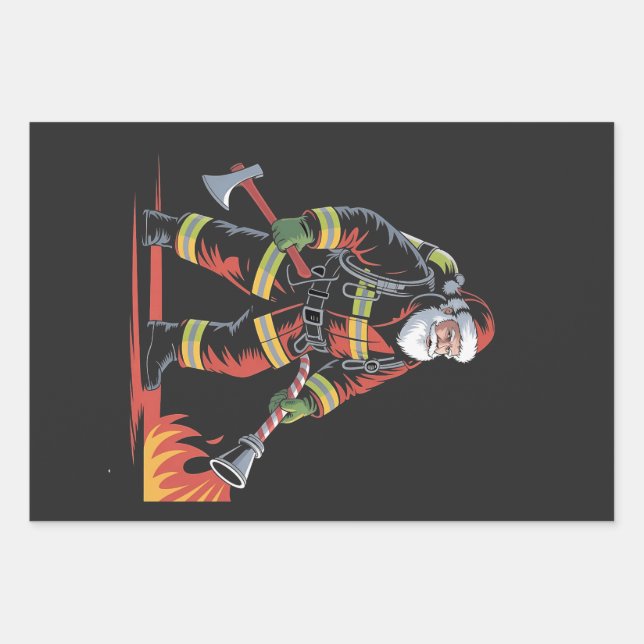 Firefighter Christmas Shirt XMas Funny Santa  Wrapping Paper Sheets (Front)