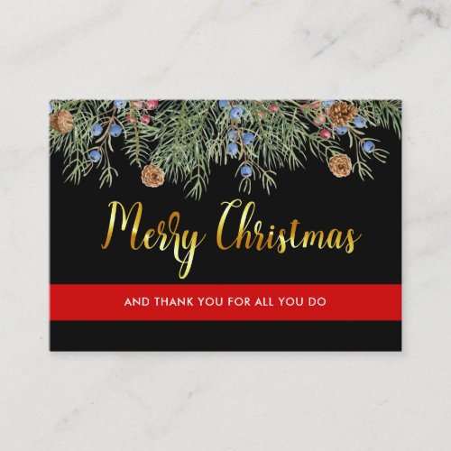 Firefighter Christmas Thin Red Line Thank You Business Card