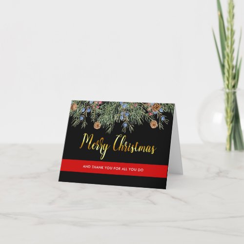 Firefighter Christmas Thin Red Line Thank You Holiday Card