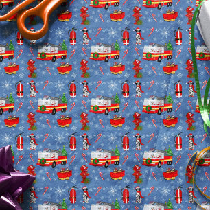 Firefighter Christmas With Santa and Dalmatian    Tissue Paper