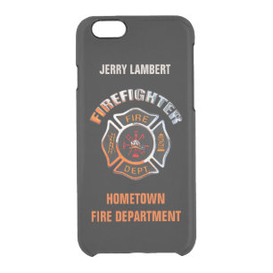 Firefighter Chrome and Black Name Template Clear iPhone 6/6S Case