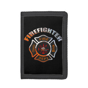 Firefighter Chrome Badge Tri-fold Wallet