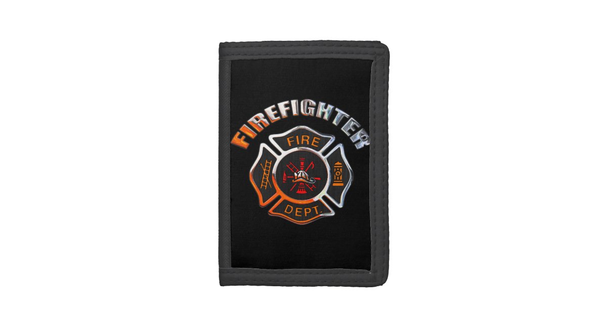 Firefighter Chrome Badge Tri-fold Wallet | Zazzle