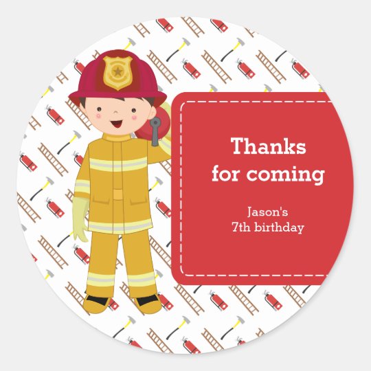 Firefighter Classic Round Sticker | Zazzle.com