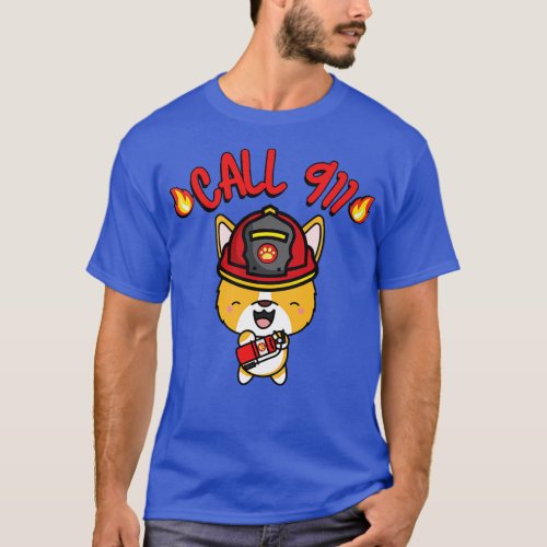 Firefighter Corgi T_Shirt