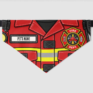 Firefighter Costume Custom Halloween Pet Bandana Collar