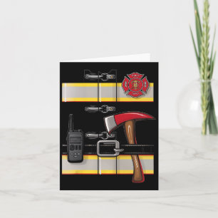 Firefighter Costume Fireman Uniform Axe Radio Hall Card
