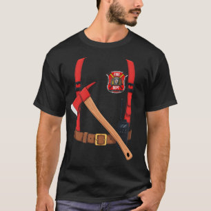 Firefighter Costume Halloween Fireman Uniform Fire T-Shirt
