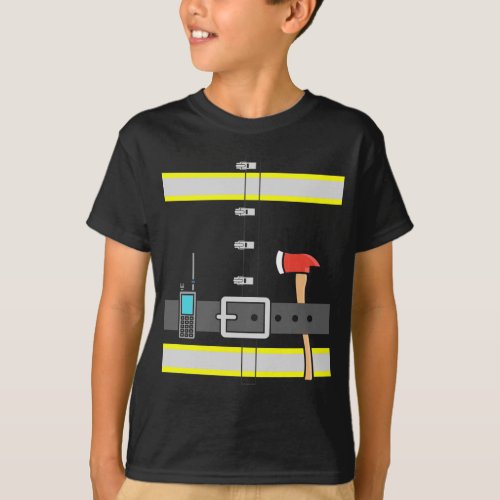 Firefighter Costume Kids Fireman Uniform T_Shirt