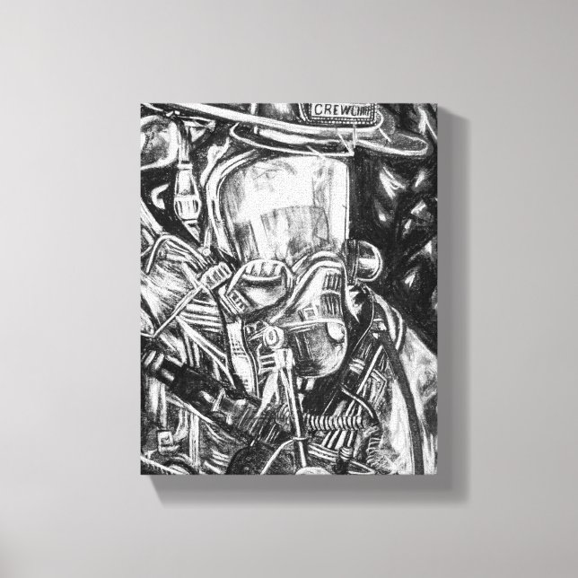 Firefighter - Courage - charcoal drawing Canvas Print (Front)