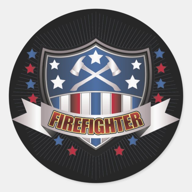 2 X Firefighters Coat Of Arms Crest Stickers - 9cm X 6.5cm - Made In France (SA135)