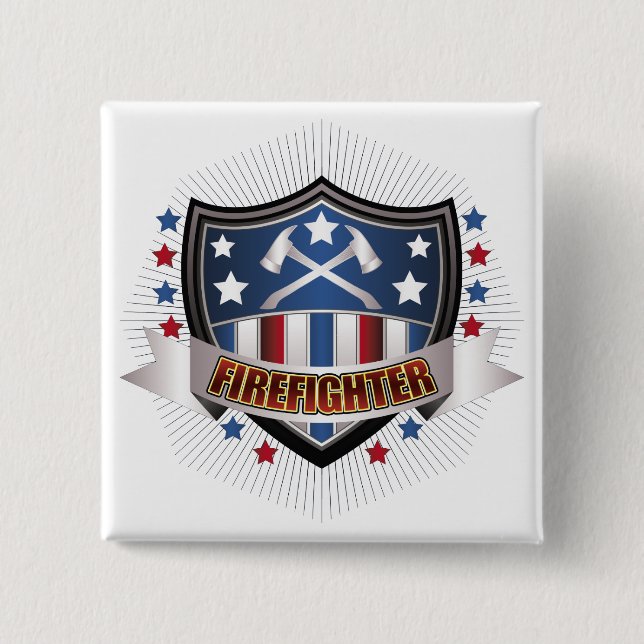 Firefighter Crest Pinback Button (Front)