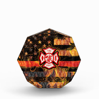 Firefighter Cross and Flames Acrylic Award