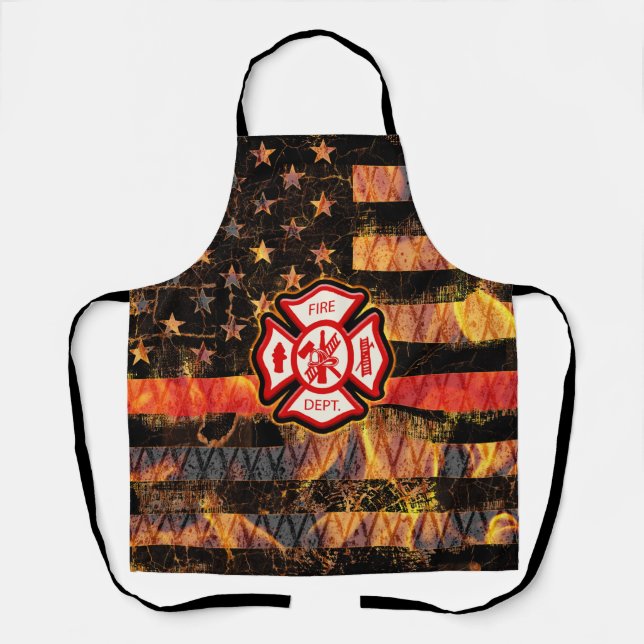 Firefighter Cross and Flames Apron (Front)