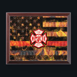 Firefighter Cross and Flames Award Plaque<br><div class="desc">Firefighter Cross and Flames</div>