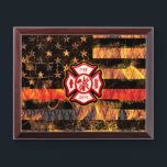 Firefighter Cross and Flames Award Plaque<br><div class="desc">Firefighter Cross and Flames</div>