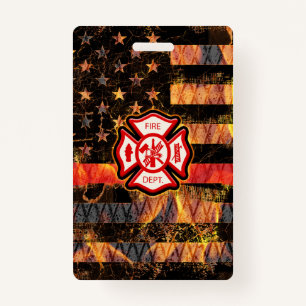 Firefighter Cross and Flames Badge