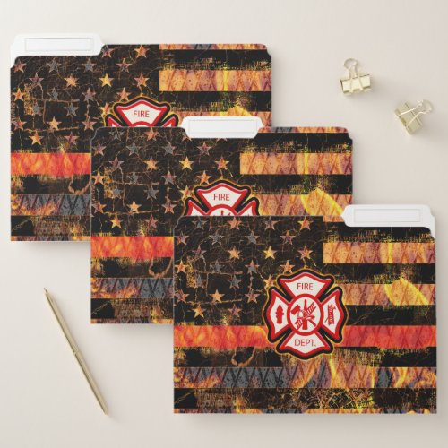 Firefighter Cross and Flames File Folder