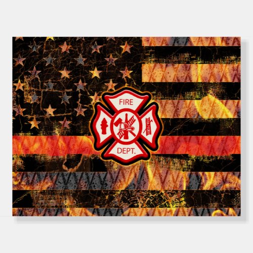 Firefighter Cross and Flames Foam Board