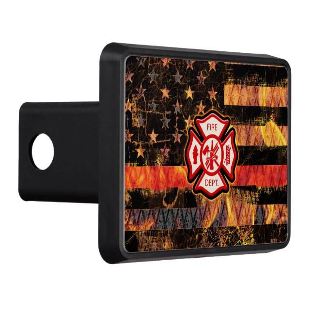 Firefighter Cross and Flames Hitch Cover (Right)