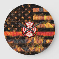 Firefighter Cross and Flames