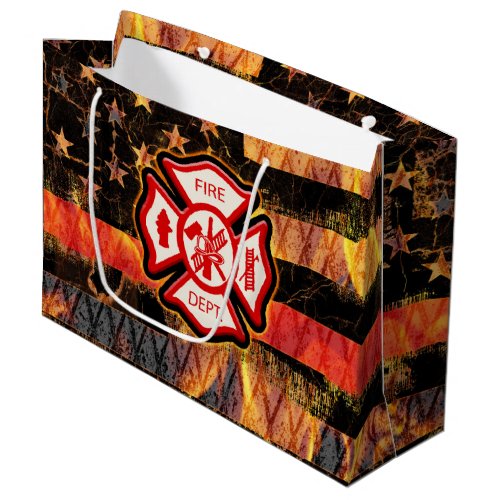 Firefighter Cross and Flames Large Gift Bag
