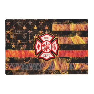 Firefighter Cross and Flames Placemat