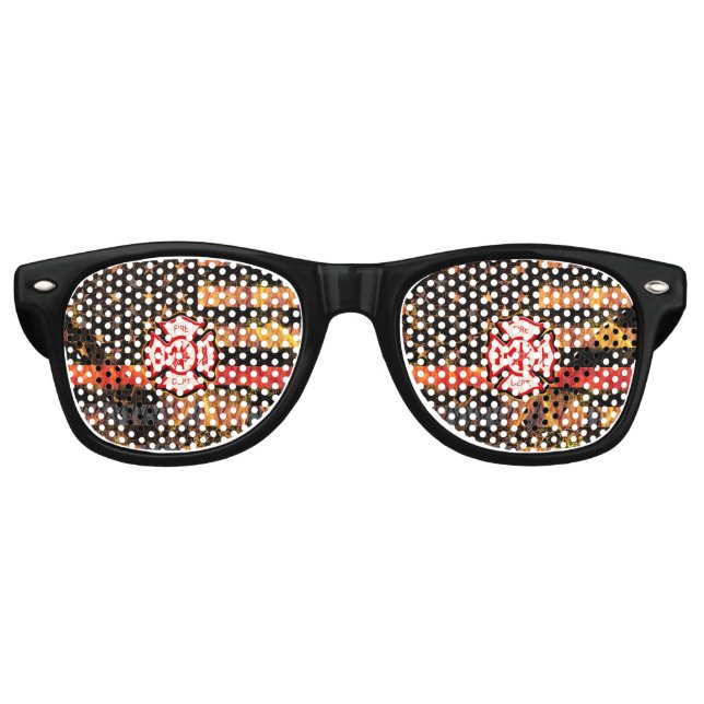 Firefighter Cross and Flames Retro Sunglasses (Front)