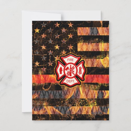 Firefighter Cross and Flames Thank You Card