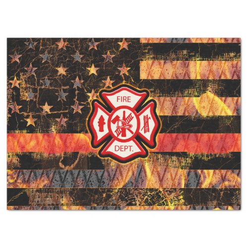 Firefighter Cross and Flames Tissue Paper