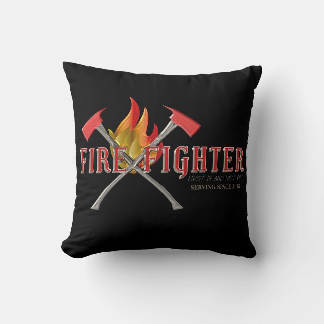 FIREFIGHTER Crossed Axes (Glass Efffect) Throw Pillow (Front)