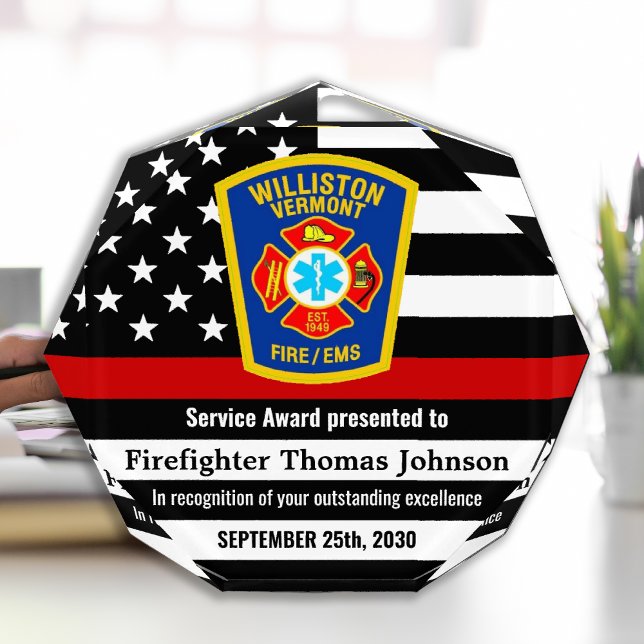 Firefighter Custom Department Logo Thin Red Line Acrylic Award (Creator Uploaded)