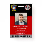 Firefighter Custom Logo Photo Professional ID Card Badge | Zazzle