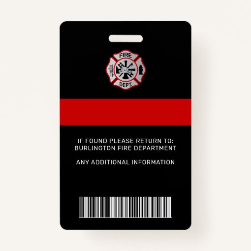 Firefighter Custom Logo Photo Professional ID Card Badge | Zazzle