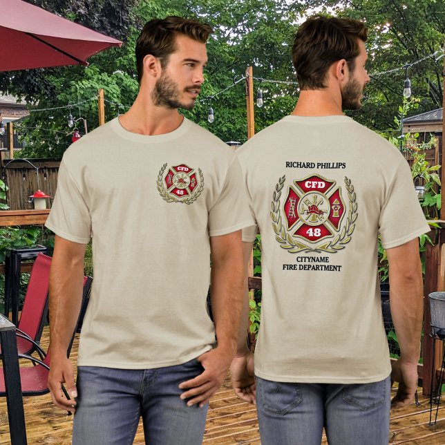 Firefighter Custom Maltese Cross Personalized T-Shirt (Creator Uploaded)