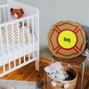 Firefighter Custom Name Round Pillow
