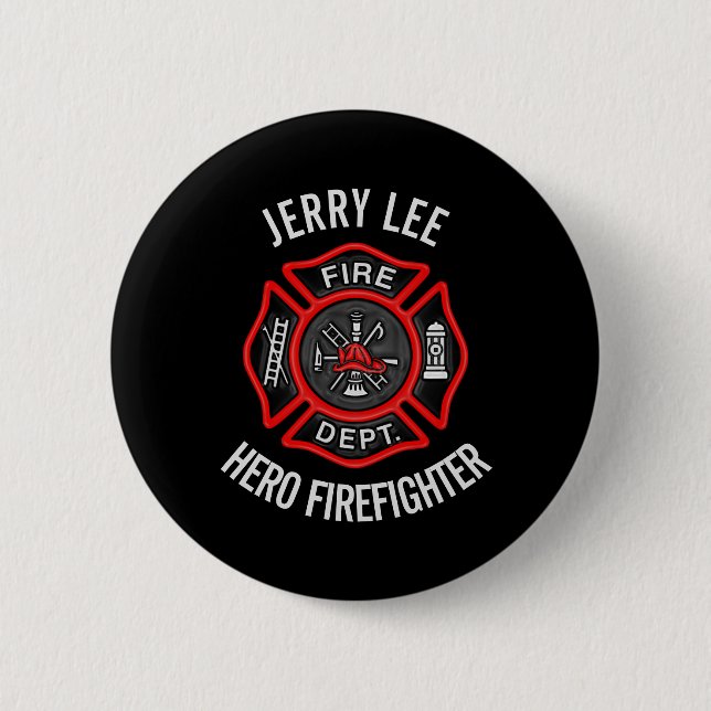 Firefighter Custom Text Name Personalized Button (Front)