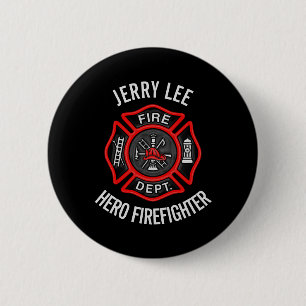 Firefighter Custom Text Name Personalized Button