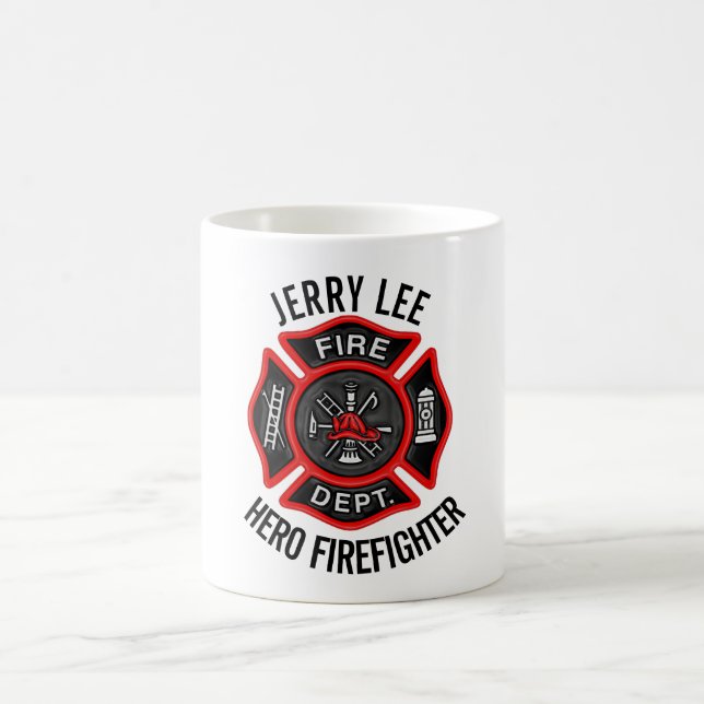 Firefighter Custom Text Name Personalized Coffee Mug (Center)