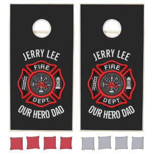 Firefighter Custom Text Name Personalized Cornhole Set