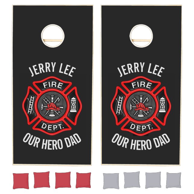 Firefighter Custom Text Name Personalized Cornhole Set (Set)