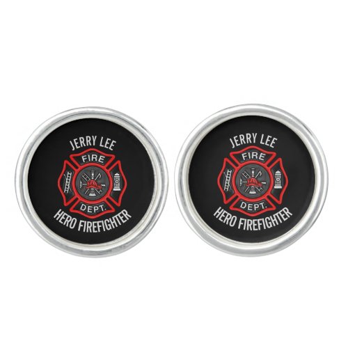 Firefighter Custom Text Name Personalized Cufflinks